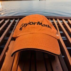 TaylorMade Golf Hat Men L/XL Orange Embroidered Logo Stretch Fit Cap